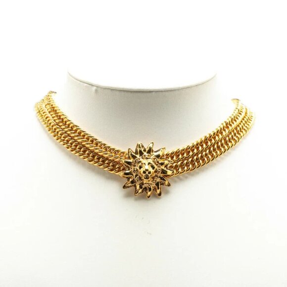 CHANEL Leo Lion Double Chain Necklace 17" Gold Tone Auth w/Box #6978 - Picture 1 of 6